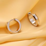 ステンレス製ミニマルイヤーカフ/チタン風ラウンドピアス(ユニセックス)
