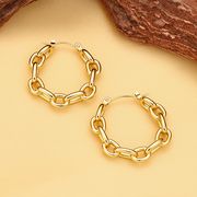 INS風｜18Kメッキステンレス製 チェーンリンクC型イヤリング（レディース）高級感